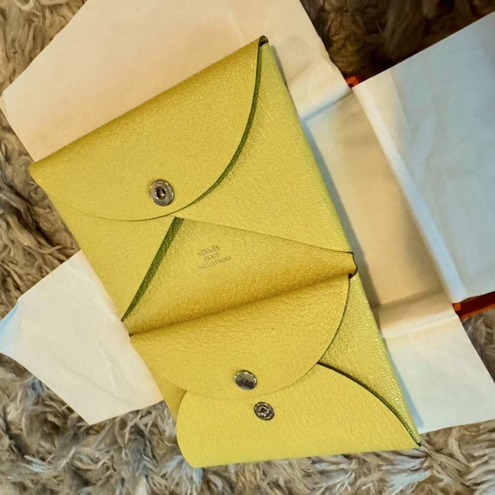 Hermes Limoncello Calvi Duo in Chèvre Leather